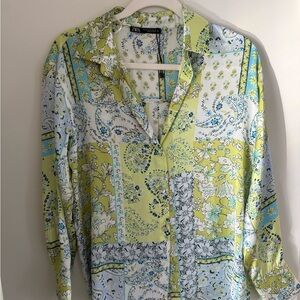 Zara Green and Blue Patchwork Shirt